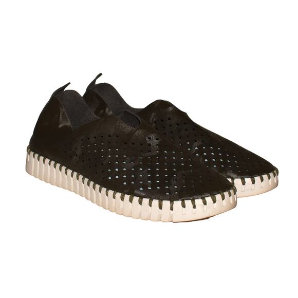 ILSE JACOBSEN $90 Hornbak Tulip Perforated Slip-On Flats Dark Olive EU 36 / US 6 - Picture 1 of 6